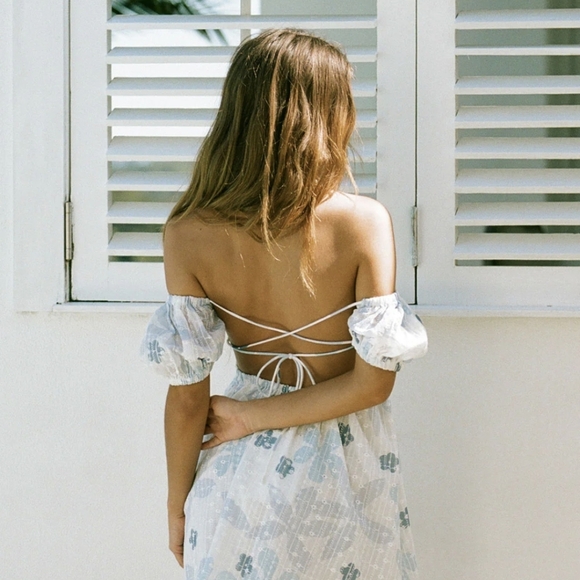 SABO SKIRT Amanda Mini Dress Size L US 8 100% Cotton With Eyelet Floral Babydoll - Picture 7 of 16